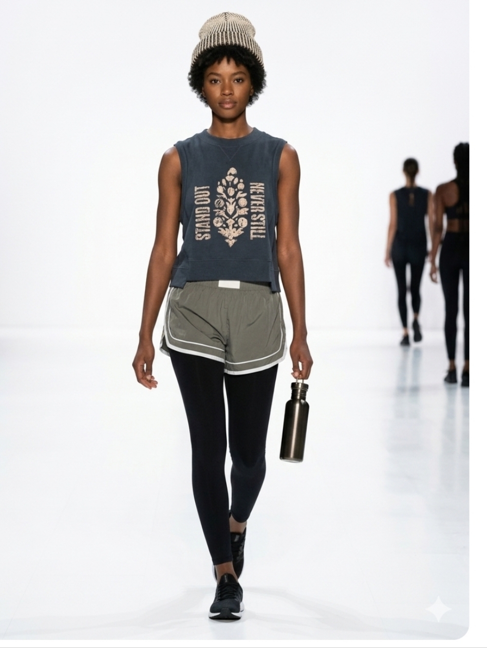 FP Movement by Free People Navy Blue Graphic Crop Tank